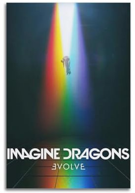 TWERGWG Evolve Imagine Dragons Poster, Wandkunst, Leinwand, ästhetisches Poster, Vintage-Musik und Filme, dekoratives Gemälde für Wohnzimmer, Schlafzimmer, 30 x 45 cm, ungerahmter Stil
