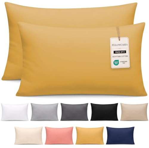 Pamposh 400 Thread Count 100% Egyptian Cotton Pillow Cases 2 Pack Breathable Ultrasoft Pillow Covers