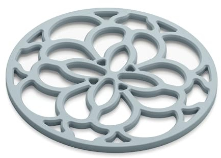 Zeal Silicone Trivet Mat for Hot Pots and Pans – Heat-Resistant, Non-Slip Kitchen Worktop Protector, Round Heritage Design, 18cm (Duck Egg Blue)
