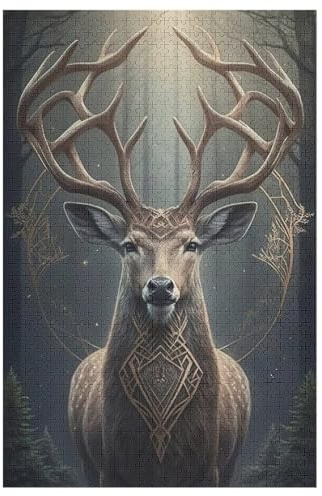 Hirsch Puzzles 1000 Teile Erwachsener Kniffel Spaß Für Die Ganze Familie, Holzpuzzle Kinder Erwachsene, Impossible Puzzle Schwer 78×53cm
