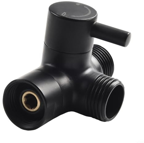 SiSinkal 3-Wege-G1/2-Dusch-Umstellventil, T-Adapter mit Halterungsanschluss, Massive Messingkonstruktion zum Umschalten zwischen Hand- und festen Duschköpfen oder Bidet-Sprüher (schwarz)
