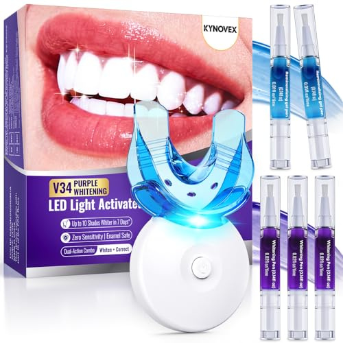Zahnaufhellungsset mit LED-Licht – 3 Whitening-Gel-Stifte + 2 Desensibilisierungs-Gel-Stifte – 35% PAP-Aufhellungsformel – Zahnbleaching für zu Hause – Sichtbar weißere Zähne in 7 Tagen (Minze)