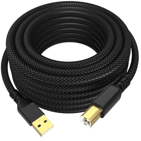 Sinoacc USB A to USB B 2.0 Printer Cable, 480Mbps High Speed Printer Cable to USB Compatible with HP Canon Epson Dell Brother Lexmark, Type B Cable for Scanner, Hard Drive, Midi Keyboard, Piano (5M)