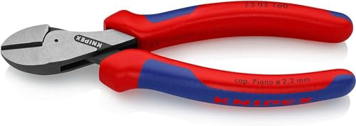 KNIPEX X-Cut Kompakt-Seitenschneider hochübersetzt auf SB-Karte mit Mehrkomponenten-Hüllen schwarz atramentiert 160 mm, 73 02 160 SB