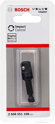 Bosch Professional 1x Adaptador Impact Control para Llaves de Vaso (1/4 HEX a 3/8 Cuadrado, Longitud 50 mm, Accesorios para Taladros)