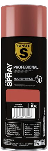 SPSIL Pintura Spray Marrón Brillo 200ml - Spray para uso Profesional y Doméstico en múltiples superficies - Alta Adherencia y Cobertura - Secado Rápido