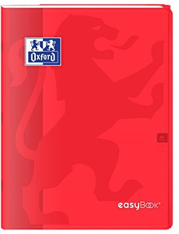 Oxford 400100049 EasyBook Cahier agrafé 24 x 32 cm 96 pages 90 g grands carreaux seyès Rouge