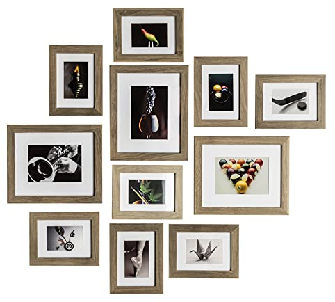 Muzilife Bilderrahmen-Set mit 11 Galerie-Wandrahmen-Collagen mit drei 20,3 x 25,4 cm und acht 12,7 x 17,8 cm großen Bilderrahmen für Fotos, Gemälde, Landschaft, Poster, Kunstwerke, perfekt für