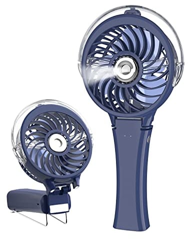 HandFan Upgraded Portable Handheld Misting Fan, Rechargeable Personal Mister Fan, Spray Water Mist Fans, Foldable Mini cooling Hand Fans for Summer Beach Travel Concerts, Gifts for Women(Royal Blue)
