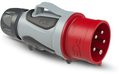 PCE 70153-6tt CEE-Phasenwender Stecker 16A 5p 6h IP54 Grip TT | Robuster 400V Drehstromstecker mit schraubloser Anschlusstechnik, schlagfestem Gehäuse und einfacher Drehrichtungsänderung