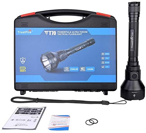 Linterna TrustFire T70 de 2300 lúmenes con LED CREE XHP-35HI, IPX8, 255g, 1000 metros (1 km de alcance), 1 o 3 modos de uso, Nº1 linterna profesional largo alcance pesca, caza, camping (A - Kit 1)