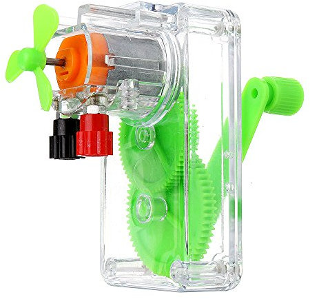 VIDOO Handheld Manual Electricity DC Crank Generator Mini Fan Science Experiment Model Kit
