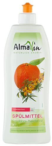 AlmaWin Öko Spülmittel Sanddorn & Mandarine 500ml, Konzentrat, Für strahlend sauberes Geschirr, vegan