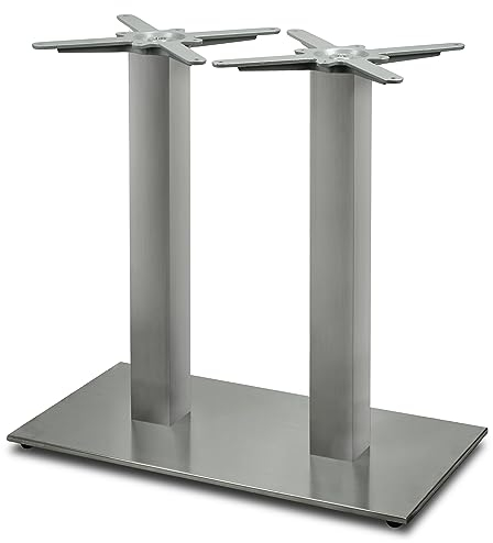Dublino Doppel-Tischgestell Tischbein Edelstahl | Premium | PD7092inox | INOX | Esstisch | Höhe 73 cm | 31 kg | Bodenplatte 70x45 cm | max. Tischplattengröße 160x80 cm