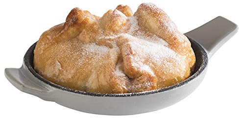 APS padella di servizio Cast Iron - mini padella in ghisa smaltata, Ø 10 cm, altezza: 2 cm, impilabile, adatto per il forno, ciotola, grigio