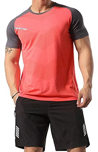 Herren Sportlich Trainieren T-Shirt Atmungsaktive Bequeme Muskellaufhemden Ausbildung Schnelltrocknend Fitnessstudio Aktive Kleidung Orange 3XL