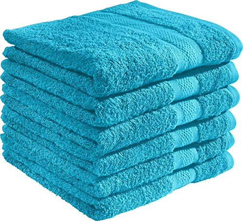 REDBEST Handtuchset, Frottierset 6er-Pack Chicago türkis Größe 50x80 cm - saugstark, strapazierfähig, ideal für Reisen, Sport (weitere Farben)