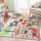 ALALAL Cartoon Waldtiere Teppich, niedlicher Wald, Hirsch, Kaninchen, Bär, Fuchs, Eule, Vogelteppiche für Kinderzimmer, Kinderzimmer, Mädchenzimmer, Spielzimmer, Wohnzimmer, 1.5 mx1.8 m, Rosa