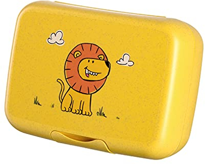Leonardo Bambini Brotdose für Kinder 1 Stück, bunte Lunchbox mit Tieren bpa-frei, spülmaschinengeeignete Frühstücksdose, gelb 19 cm breit 022856
