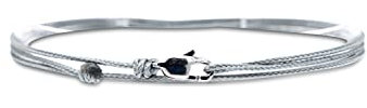 Bracelet Fin pour Hommes et Femmes avec Fermoir Mousqueton Artisanal - Bijoux de Surfeur Maritime - Bracelet Minimaliste en Tissu - 100% Étanche et Réglable (Gris Argent)
