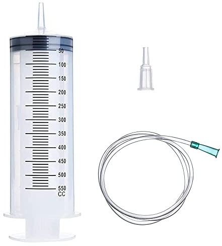 Gobesty Große Spritze mit Schlauch, 550ml Industrielle Spritze, Plastikspritze, Plastikspritze Wiederverwendbare für Wissenschaftliche, Industrielle Labors, Tierfütterung, Messen