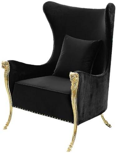 Casa Padrino Luxus Ohrensessel Schwarz/Gold 78 x 88 x H. 113 cm - Moderner Wohnzimmer Sessel mit Samtstoff - Moderne Wohnzimmer Möbel