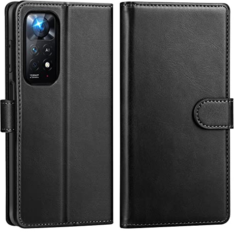 Focusor Coque pour Xiaomi Redmi Note 11 Pro 5G, 6.67 Premium en Cuir PU, [Emplacements Cartes] [Fermeture Magnétique] Antichoc Housse en Cuir Etui de Protection pour Redmi Note 11 Pro 5G -Noir