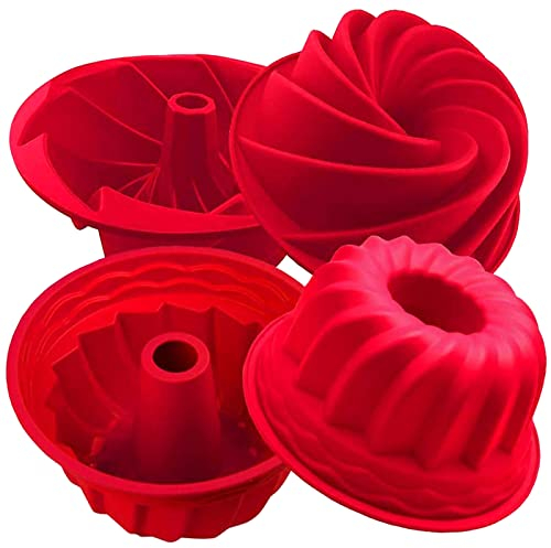 Moule à kouglof en Silicone Moule à Gâteau Rond Cannelé en Silicone Moule en Silicone a Forme de Spirale Moule a Gateau Silicone Moule à Brioche en Silicone pour Faire de Délicieux Gâteaux (A+B)
