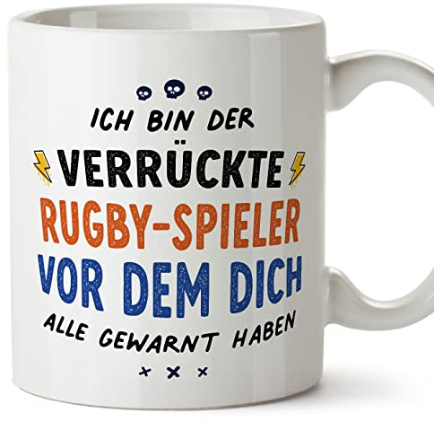 Mugffins Tassen/Becher mit Spruch für RUGBY-SPIELER - Auf Deutsch - Dich alle gewarnt haben - 11 oz / 330 ml - originelles und lustiges Geschenk Mitarbeiter