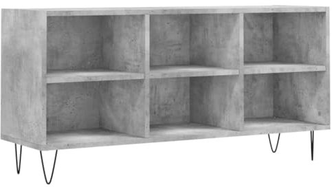 vidaXL TV Schrank, Fernsehschrank mit viel Stauraum, Fernsehtisch für Wohnzimmer, Lowboard Sideboard TV Ständer TV Gerät, Betongrau Holzwerkstoff
