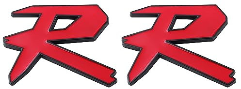 2 Stück R Emblem vorne hinten Auto Abzeichen Kofferraum hinten Kotflügel Aufkleber Typ Typenschild (rot schwarz)