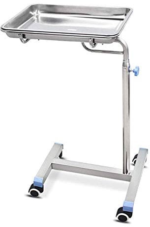 Cart Medizinischer Wagen, Verstellbarer Rollwagen für medizinische Geräte mit Rad, chirurgischer Tablettwagen aus Edelstahl, für Krankenhaus/Notaufnahme/Zahnklinik,