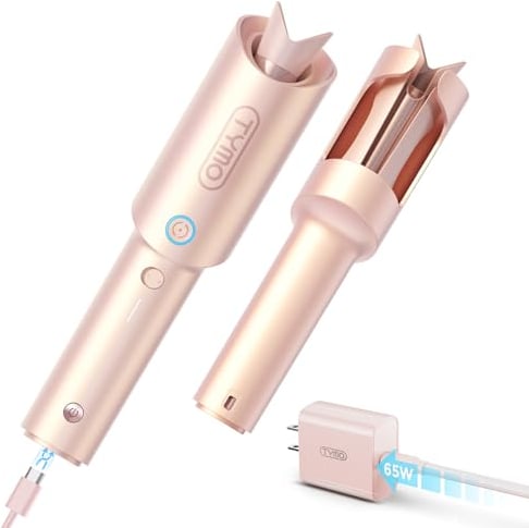 TYMO Curlgo Kabelloser Automatischer Lockenstab, Schnell Schnurlose Reise Lockenstäbe, 25mm, Wiederaufladbarer, 3 Temperaturstufen, Professional Tragbarer Lockenwickler für Große und Kleine Locken