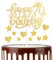 mciskin Happy 70th Birthday Cake Toppers - Gold Glitter Heart Stars for Women Girls' 70th Birthday Cake Decorations
