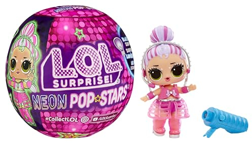 L.O.L. Surprise! Neon Pop Stars Tots - 1 Puppe mit Magischen Schwarzlicht-Überraschungen, Blindverpackung, 7 Tots zum Sammeln, Jede mit Neon-Aufklebern und Zubehör, Geschenk für Kinder ab 4