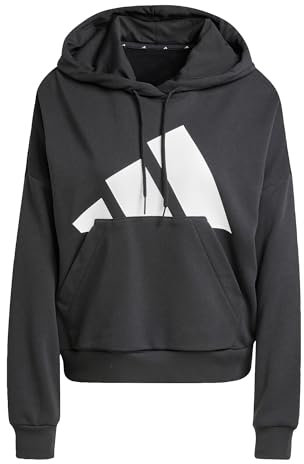 adidas Women's Essentials Big Logo French Terry Loose Hoodie, Black/White, M