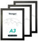 NOOGUI 3er‑Set Bilderrahmen A3 Holz Schwarz | Mit Antireflex‑Plexiglas | Für Fotos, Diplome, Poster oder Puzzle | Vertikal & Horizontal | 30×42 cm