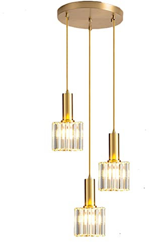 XIRYTU-H Moderne Mini Kristall Pendelleuchte für Küche Insel Esszimmer Schlafzimmer,Gold Kristall Decke Lampe Hängelampe (3-Flammig)