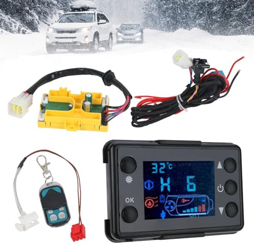 Inscrip 12V/24V Car Air Diesel Heater Kit, 3rd Motherboard Control Board with Remote Control + LCD Monitor Switch + Wiring Harness + Sensor for Chinese Diesel Heater 2KW 3KW 5KW 8KW