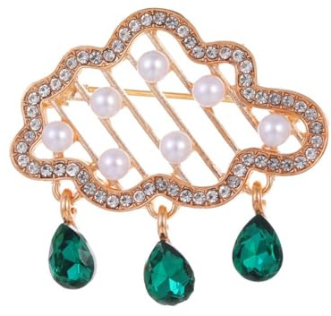 Broche élégante en forme de nuage pour femme - Strass et perles - Broche créative en forme de nuage pour femme et fille - Accessoires de décoration pour anniversaire, Saint-Valentin, Noël
