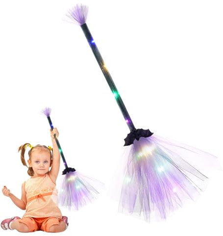 Palitos de escoba de brujas de Halloween, decoración de Halloween, escoba de brujas iluminadas, accesorios de Halloween, escoba de bruja para fiestas temáticas