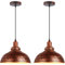 iDEGU 2 Stück Pendelleuchten 29cm Vintage Hängeleuchte E27 Beleuchtung Industrie Lampe aus Metall Retro Kronleuchter Hängelampe für Esszimmer Küche Wohnzimmer Restaurant (Rot Kupfer Rost)