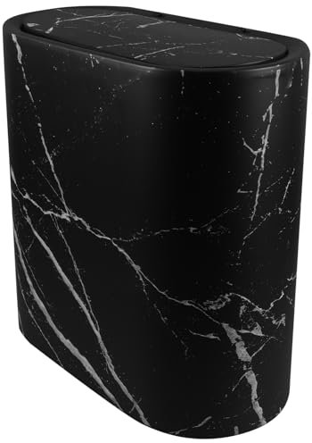 OFFSCH Poubelle Salle De Bain Petit Modèle Effet Marbre Design Gain De Place Pour Cuisine Chambre Salon Usage Domestique Polyvalent