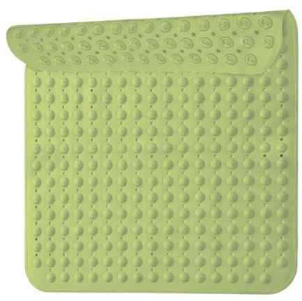 Duschmatte,Antirutschmatte mit Saugnäpfen, 48 x 48 cm rutschfest Duscheinlage, Maschinenwaschbar Badematte, Waschmaschinenfest, Quadrat,Bohnengrün