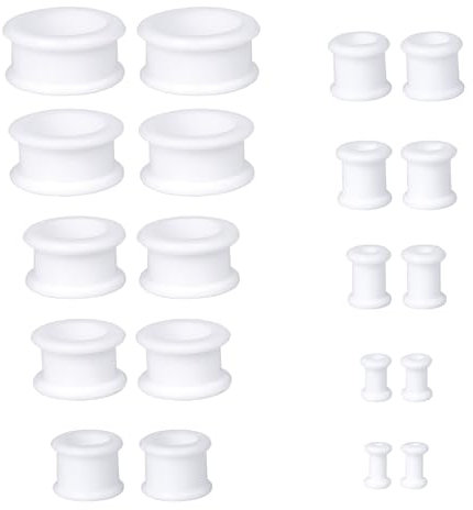 Uwiyo 20 Stück Silikon Flesh-Tunnel Set, 4-20mm Hollow Silikon Tunnel Plugs Ohrdehner Plug Ohr Expander Ohrplugs Flexible Stretching Expander Ohr Piercing Schmuck für Männer Frauen (Weiß)