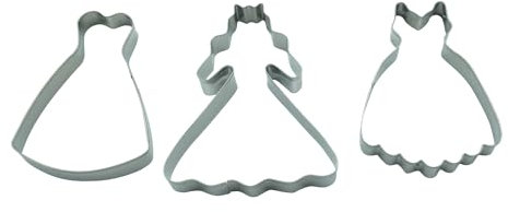 BekkiB - 3-er Set Ausstecher Prinzessin/Braut - Spülmaschinengeeignete Ausstechformen aus Edelstahl - Keksausstecher für Kindergeburtstag, Mottoparty oder Hochzeit - 998532