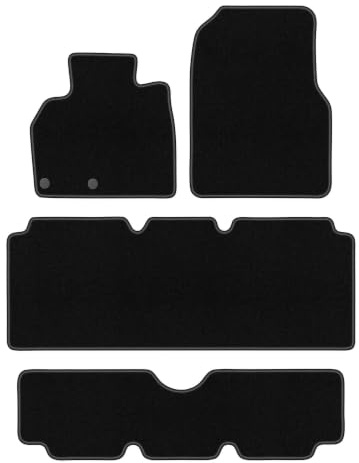 Velours-Fußmatten passend für Renault Espace IV 2002-2012, Schwarz, Basic | passend für 7-Sitzer; dünner Velours-Teppich (Polypropylen), ca. 4 mm; rutschfest, runde Befestigungen (Typ RN)