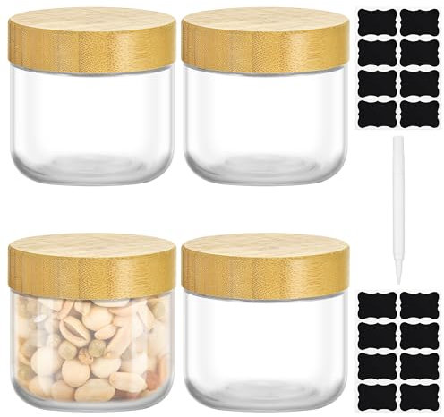 TranRantic 4 Stück Overnight Oats-Gläser mit Schraubdeckeln, 300 ml Wiederverwendbare Einmachglas Meal Prep Gläser für Müsli, Joghurt, Marmelade, Salatdressing, BPA-freie Einmachgläser für Küche