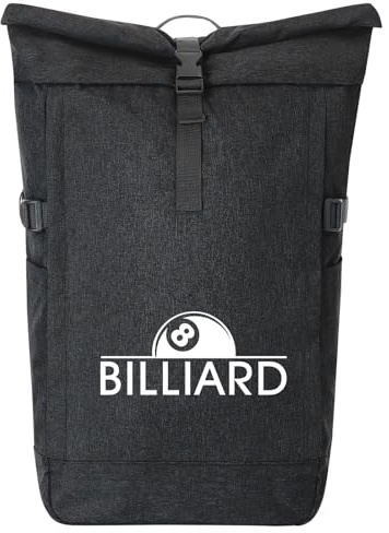 Huuraa Kurierrucksack Billard Snooker 30-44 Liter Black Melange Fairtrade Rolltop Rucksack Geschenkidee