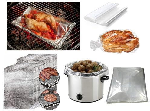Premium Quality Cooking Roasting Bags,Slow Cooker Liners, Grill & Oven BBQ Bags – Heat Resistant (25 x Oven & BBQ Foil Bags - 30cm x 20cm)